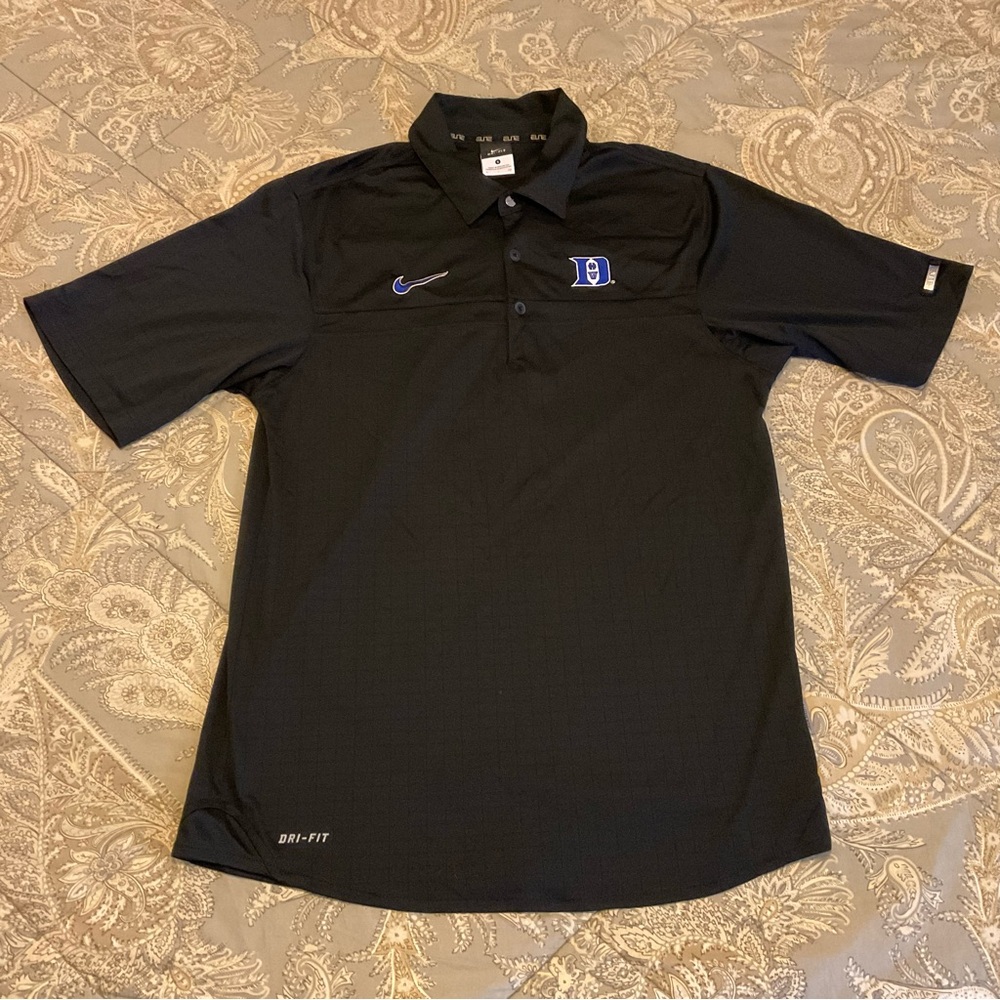 EUC Nike Elite Duke University Blue Devils Black Polo Shirt Sz Small